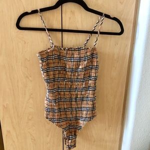 Ruched Plaid Bodysuit by B.Glittz